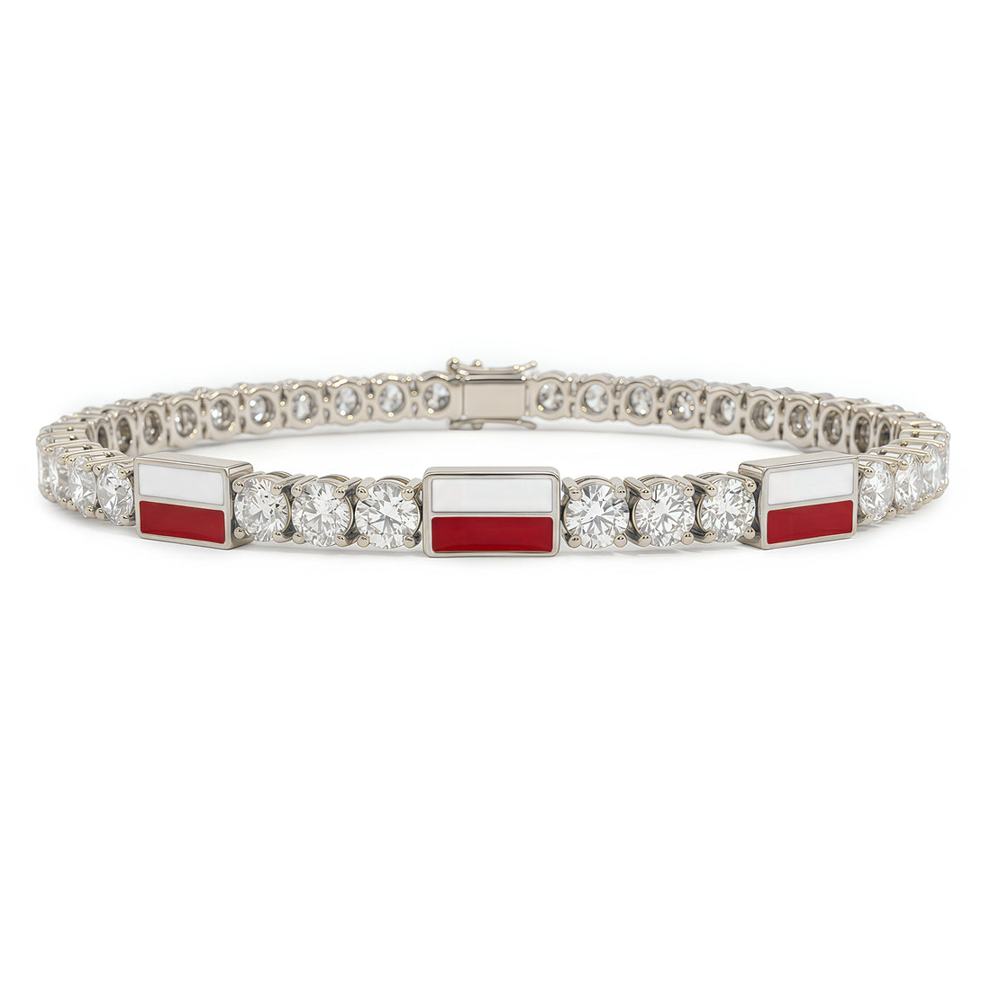 Diamond Tennis Bracelet with Poland Flag no. 3