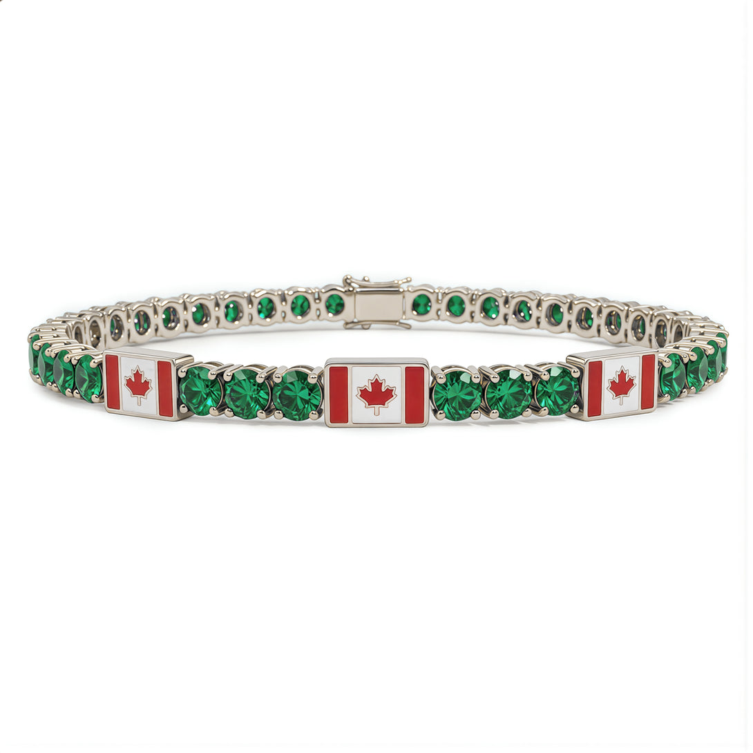 Emerald Tennis Bracelet with Canada Flag no. 6