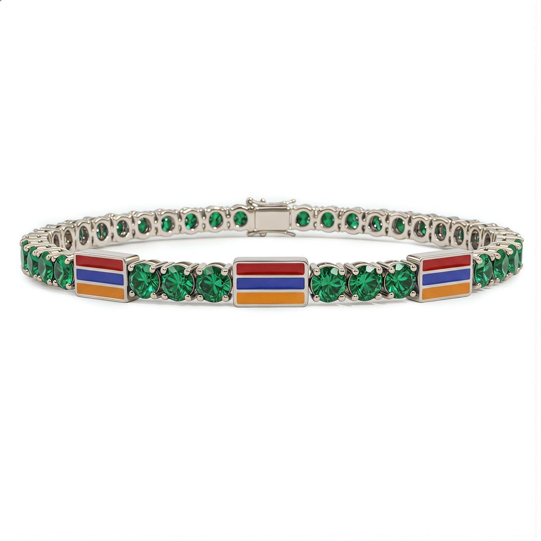 Emerald Tennis Bracelet with Armenia Flag no. 6