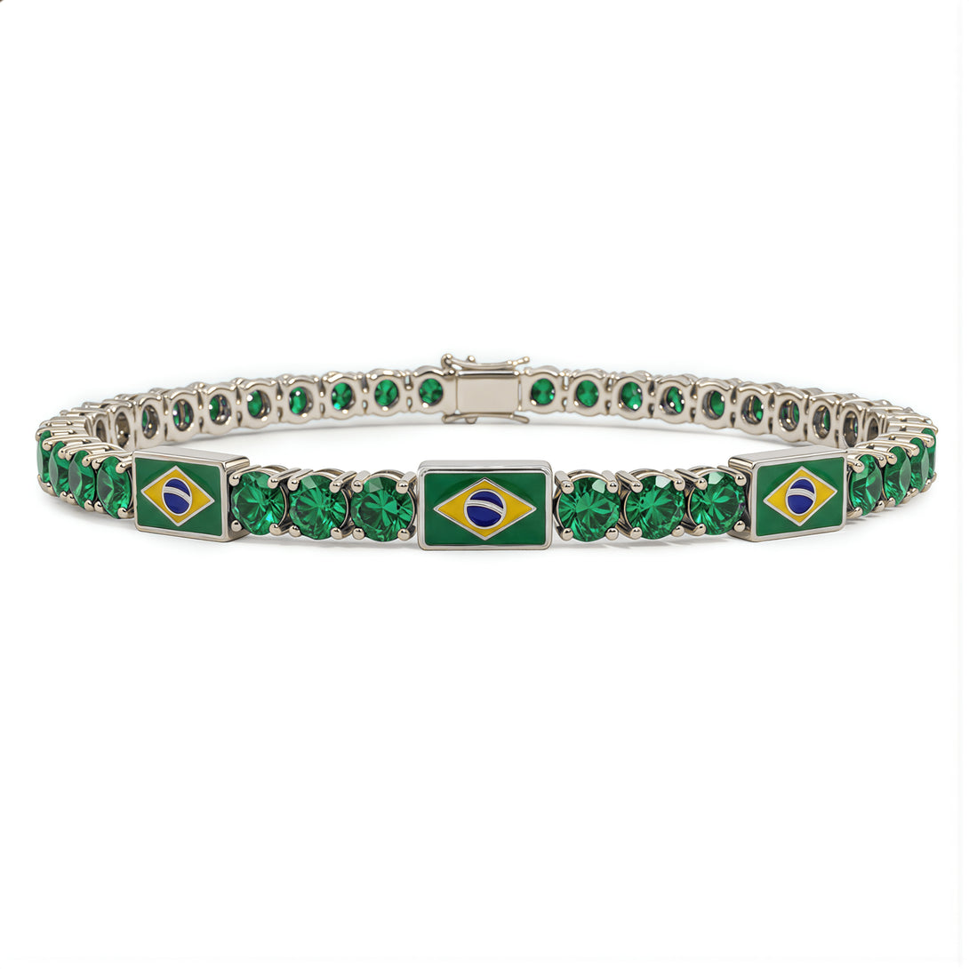 Emerald Tennis Bracelet with Brazil Flag no. 6