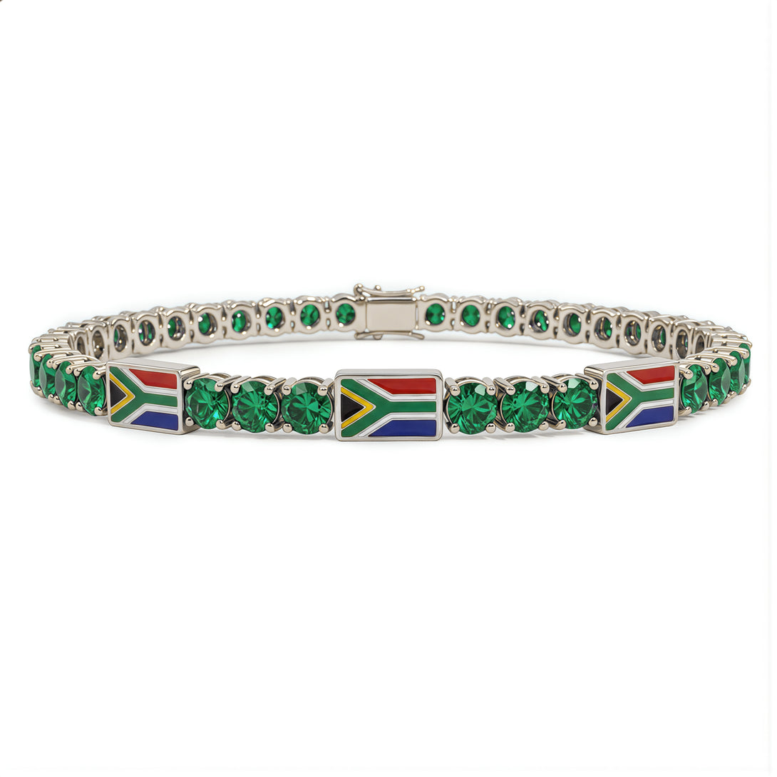Emerald Tennis Bracelet with South Africa Flag no. 6