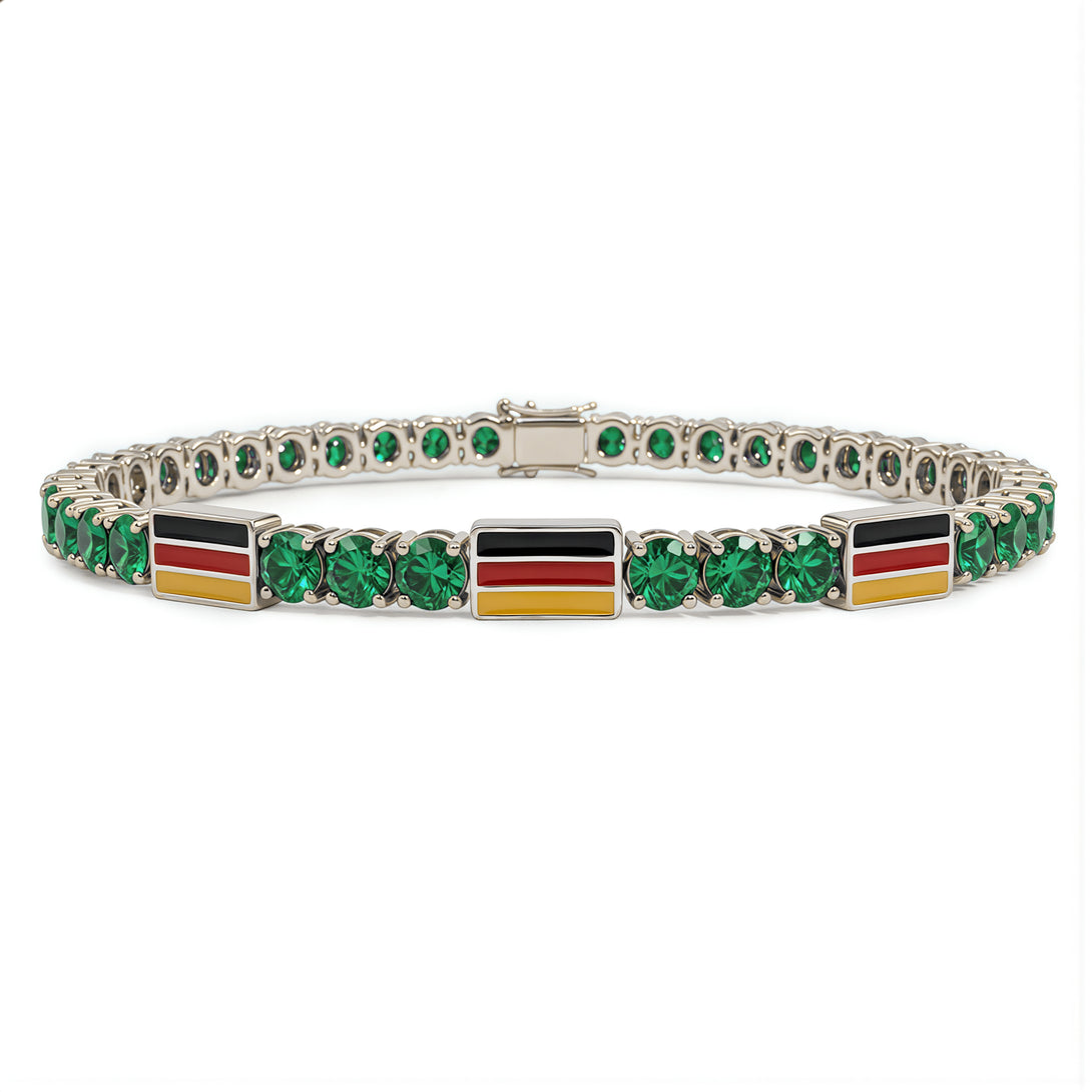 Emerald Tennis Bracelet with Germany Flag no. 6