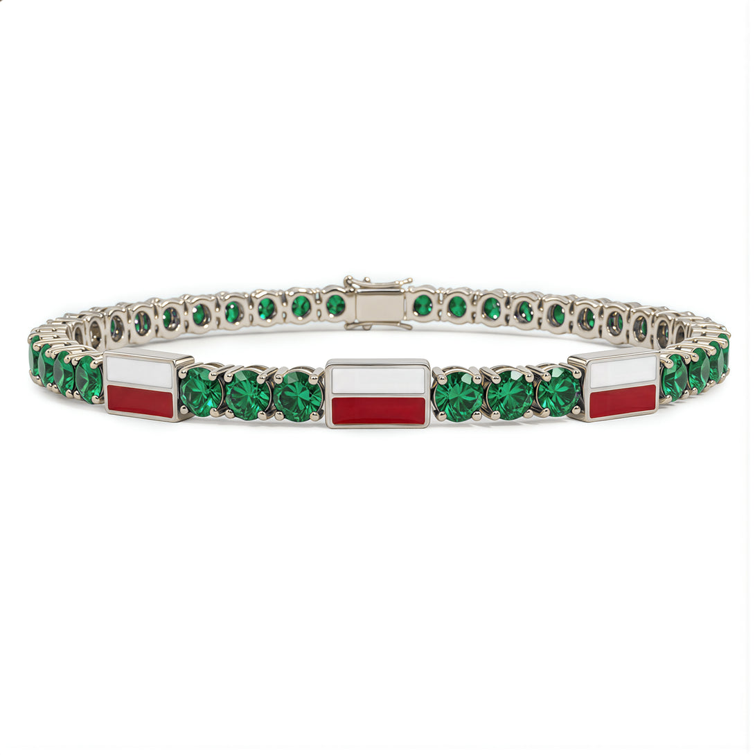 Emerald Tennis Bracelet with Poland Flag no. 6