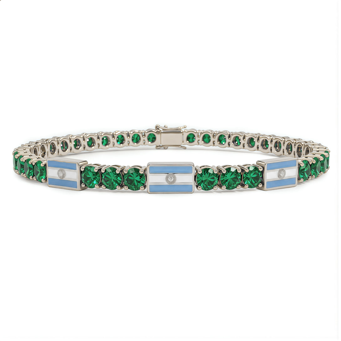 Emerald Tennis Bracelet with Argentina Flag no. 6