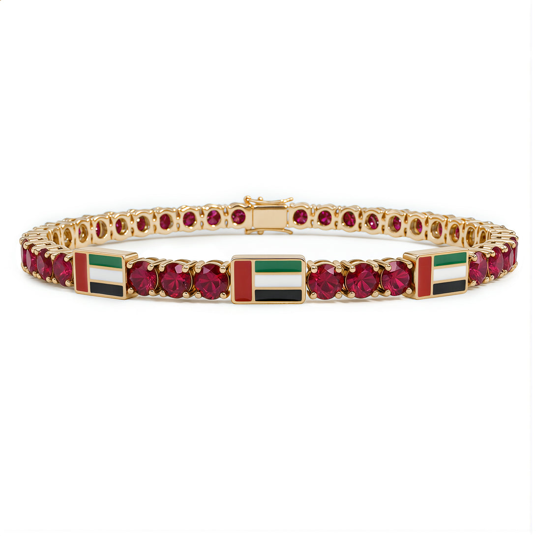 Ruby Tennis Bracelet with United Arab Emirates Flag no. 10