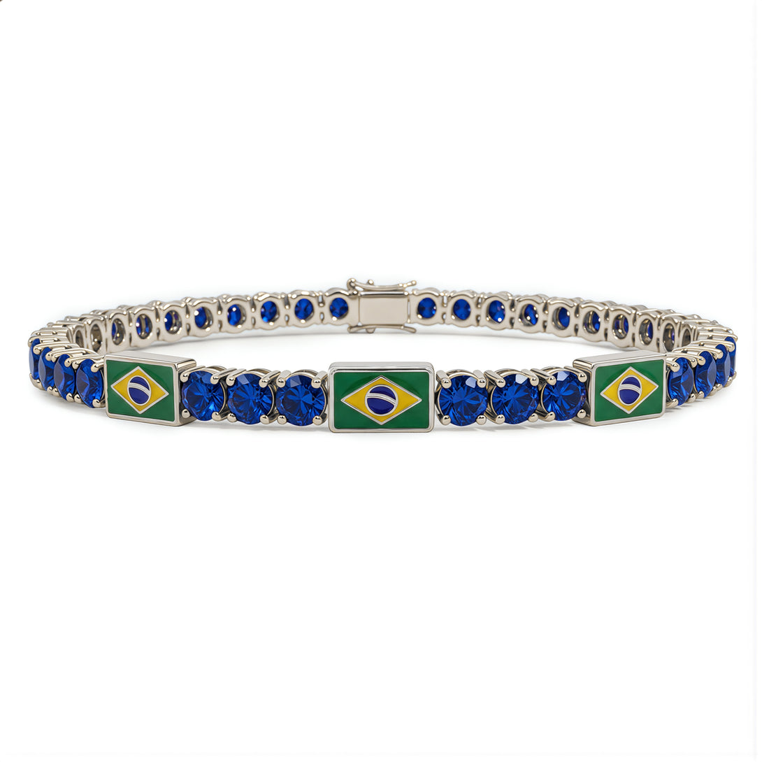 Sapphire Tennis Bracelet with Brazil Flag no. 15