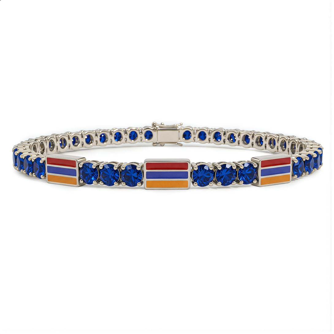 Sapphire Tennis Bracelet with Armenia Flag no. 15