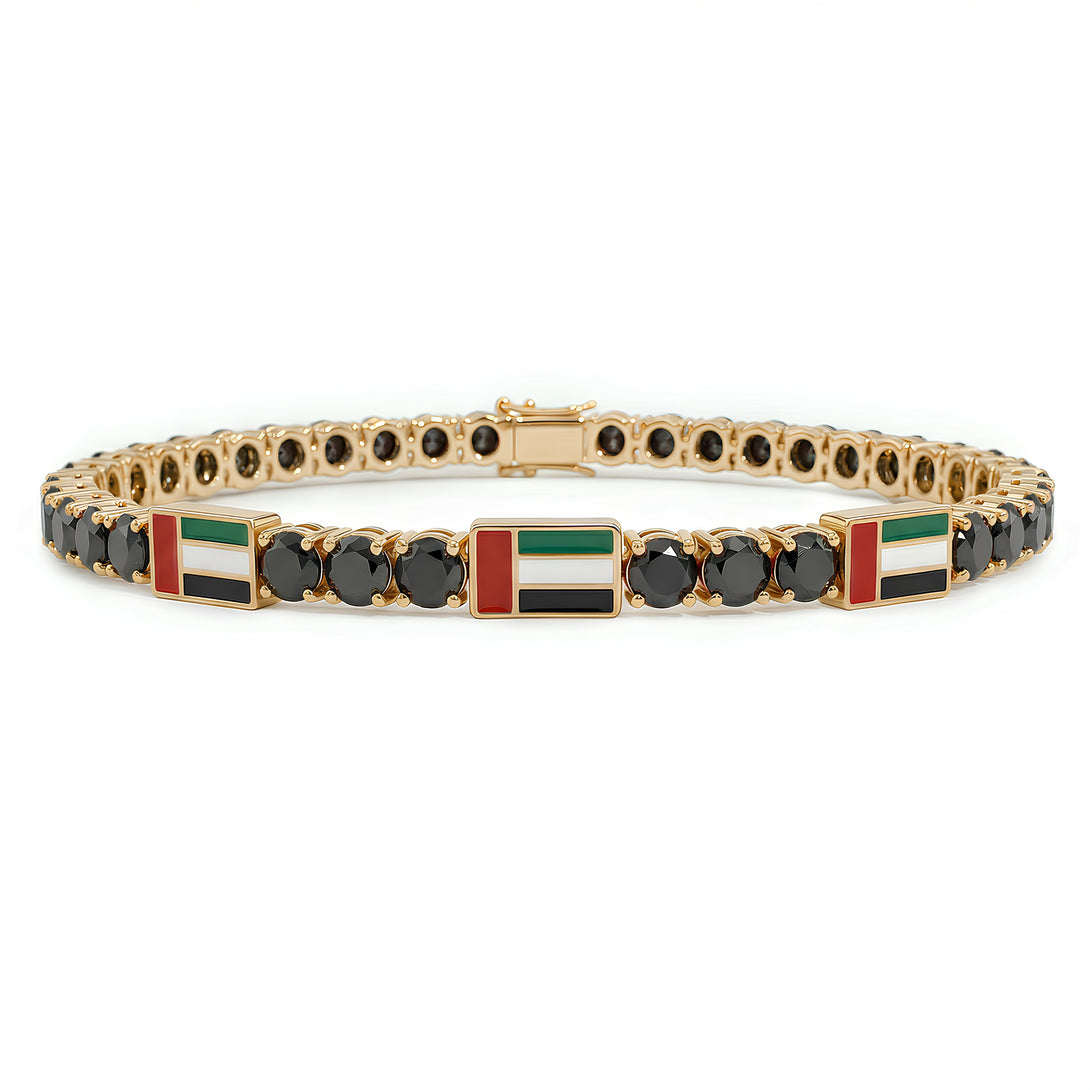 Black Diamond Tennis Bracelet with United Arab Emirates Flag no. 7