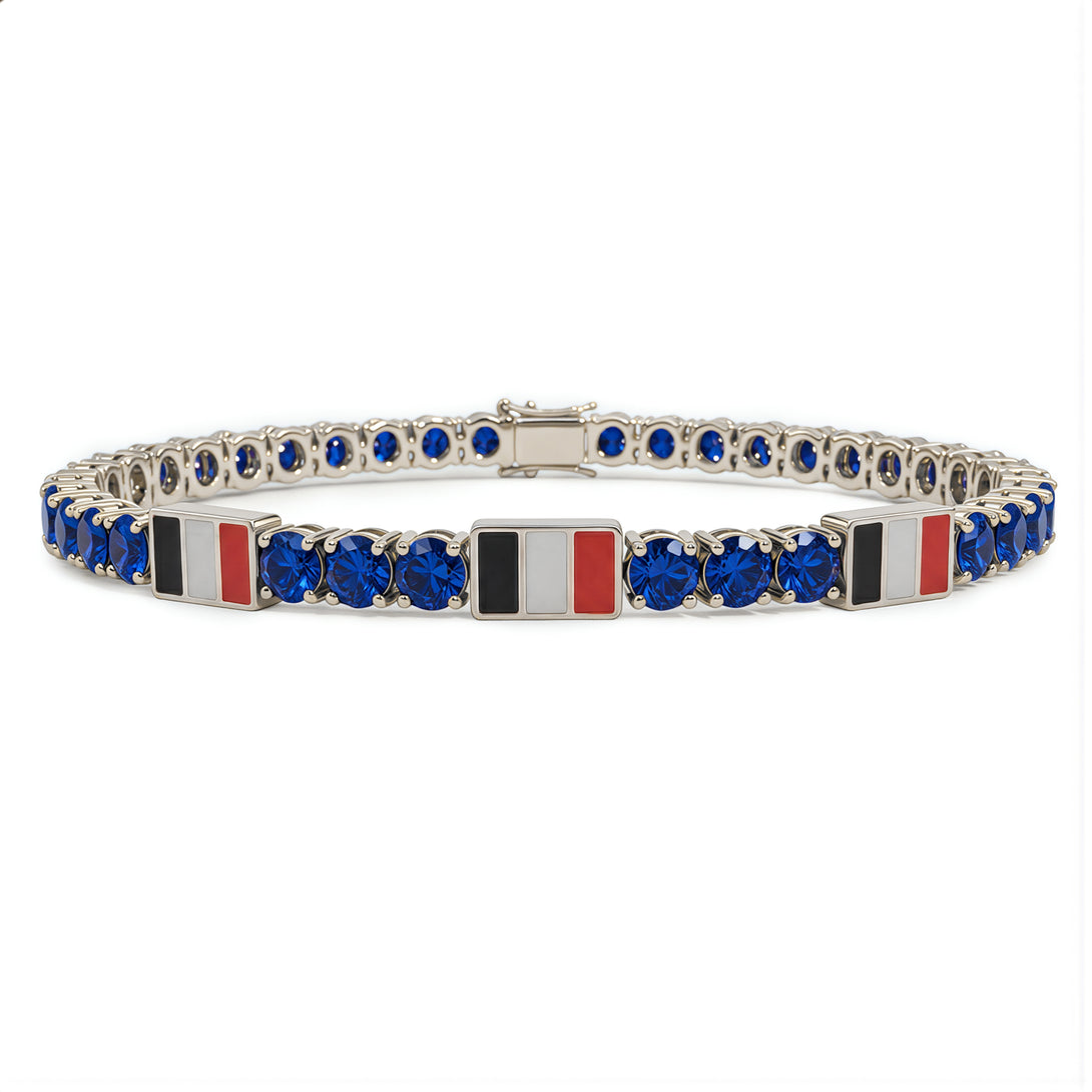 Sapphire Tennis Bracelet with Belgium Flag no. 15