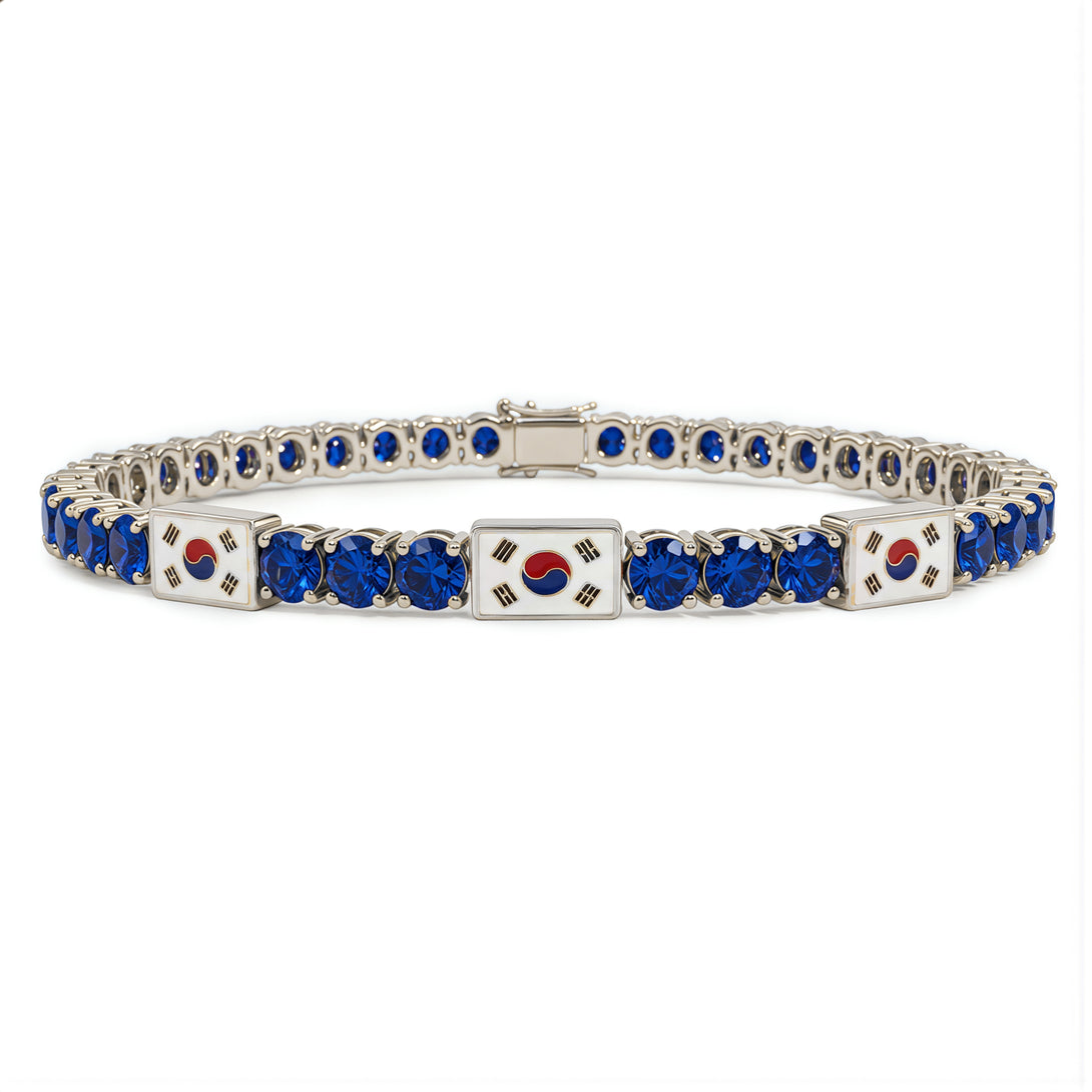 Sapphire Tennis Bracelet with South Korea Flag no. 15