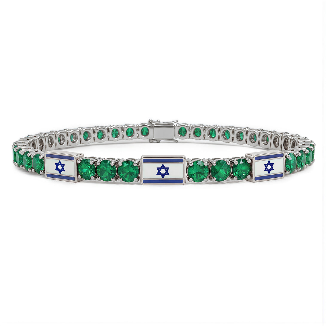Emerald Tennis Bracelet with Israeli Flag no. 6