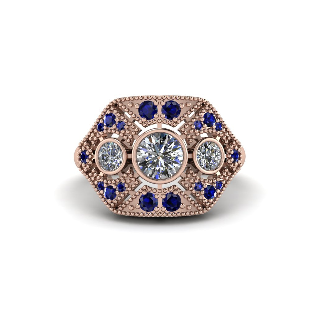Diamond Art Deco Geometric Engagement Ring - Haven No. 62