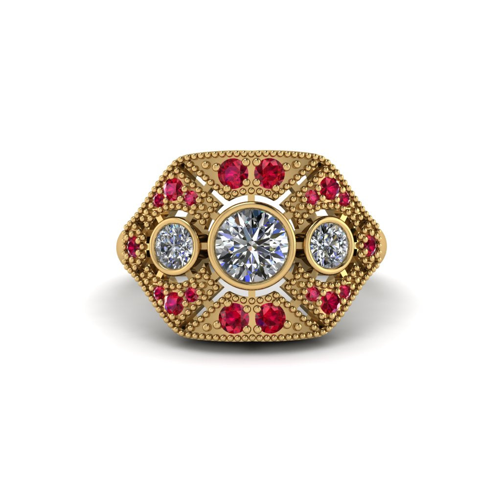 Diamond Art Deco Geometric Engagement Ring - Haven No. 46