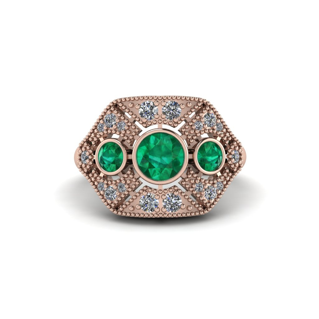 Emerald Art Deco Geometric Engagement Ring - Haven No. 5