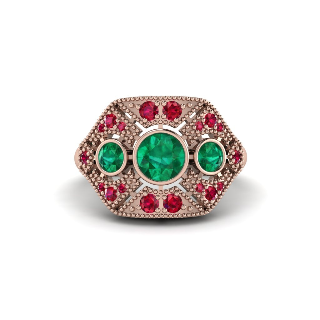 Emerald Art Deco Geometric Engagement Ring - Haven No. 50