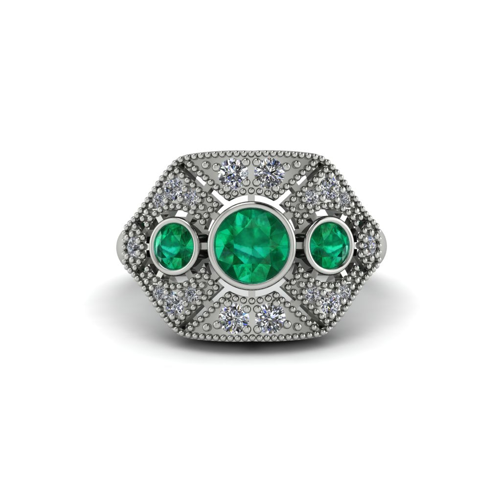 Emerald Art Deco Geometric Engagement Ring - Haven No. 6