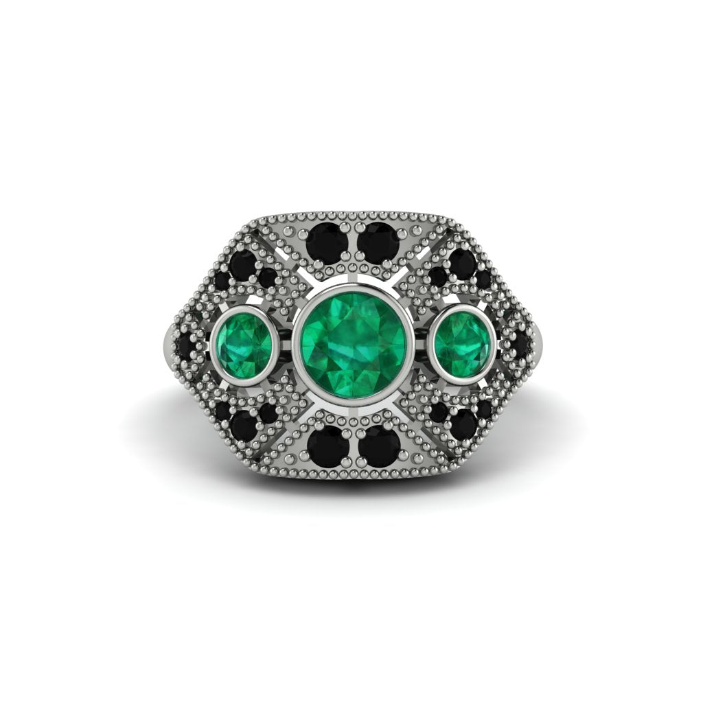 Emerald Art Deco Geometric Engagement Ring - Haven No. 36