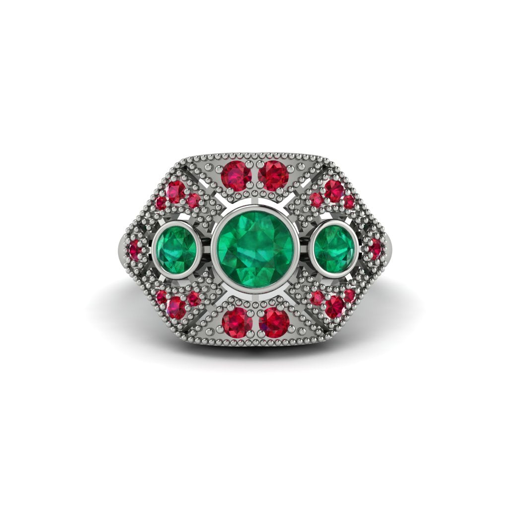 Emerald Art Deco Geometric Engagement Ring - Haven No. 51
