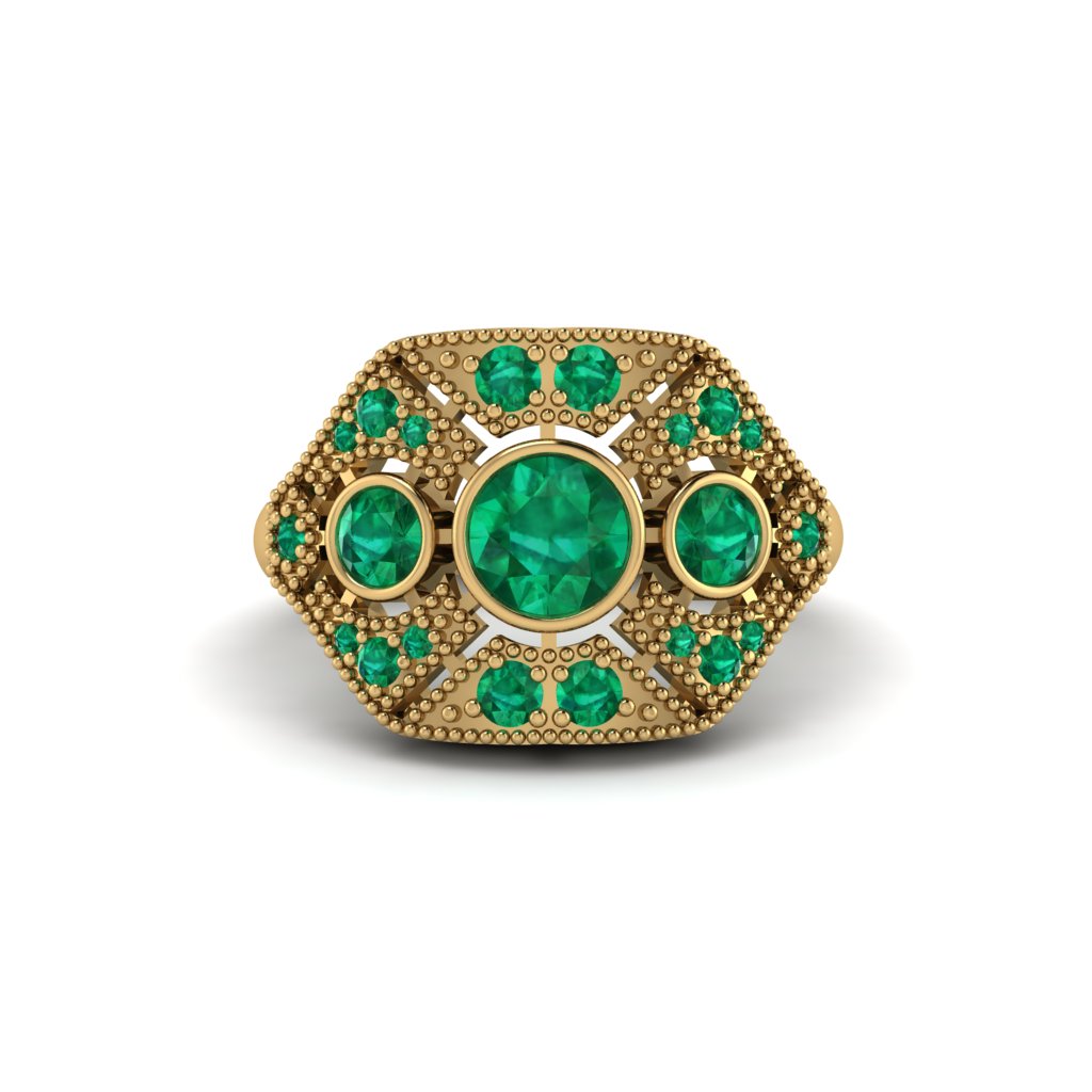 Emerald Art Deco Geometric Engagement Ring - Haven No. 19