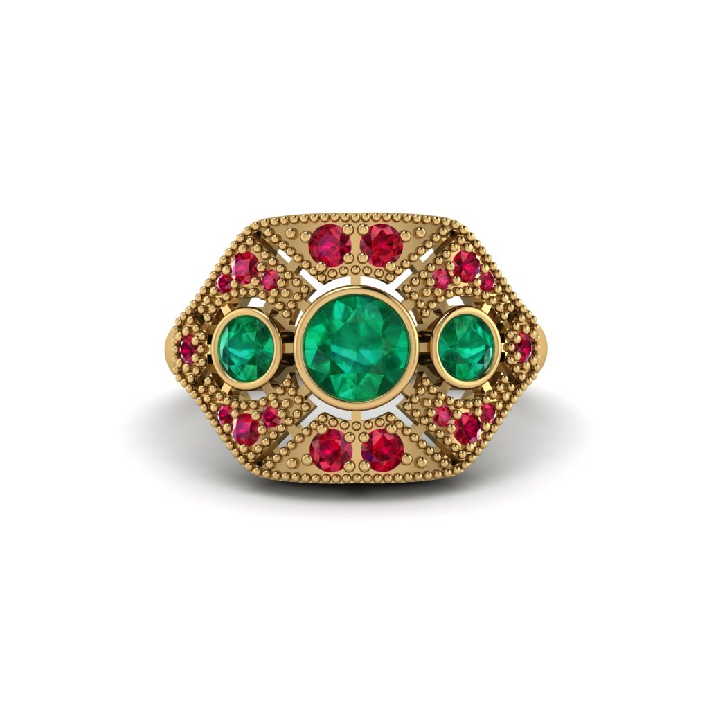 Emerald Art Deco Geometric Engagement Ring - Haven No. 49