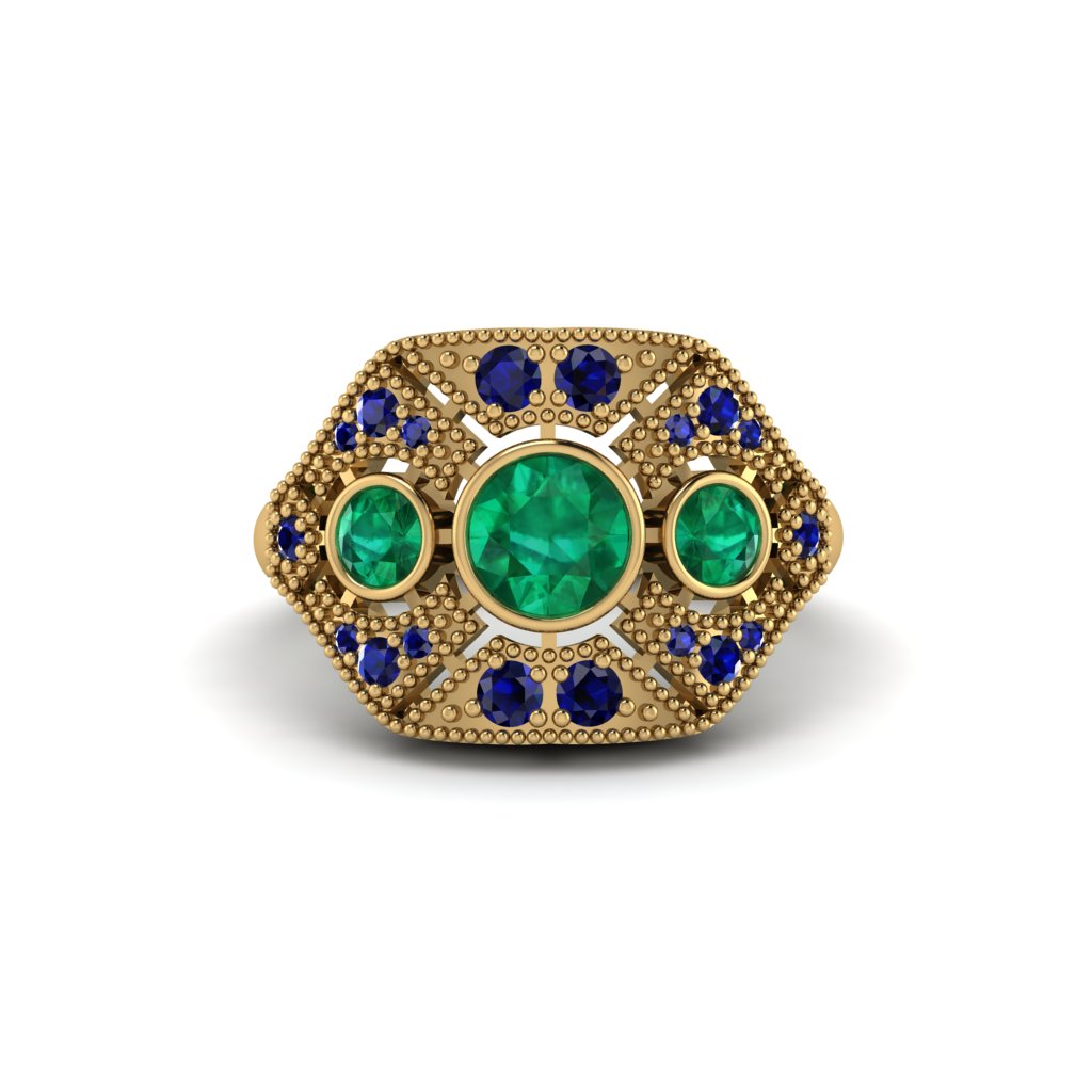 Emerald Art Deco Geometric Engagement Ring - Haven No. 64