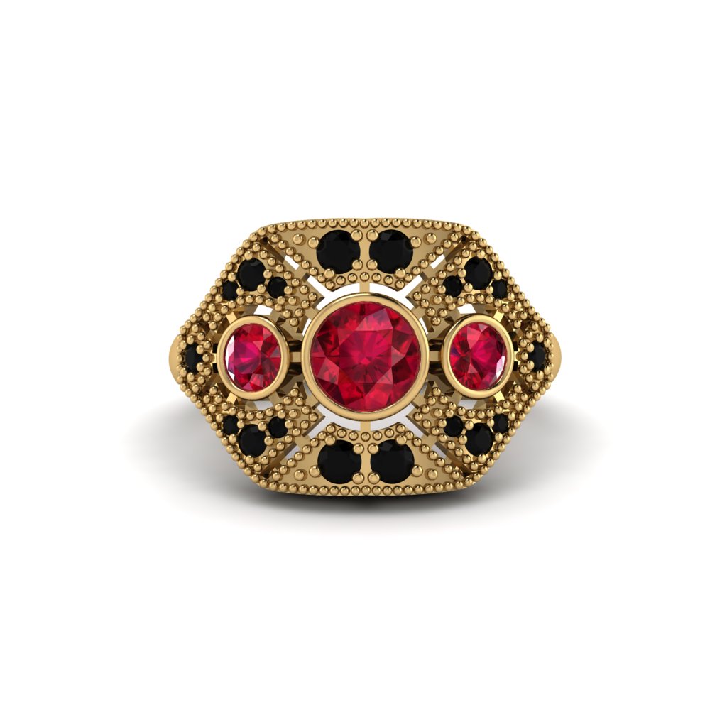 Ruby Art Deco Geometric Engagement Ring - Haven No. 40