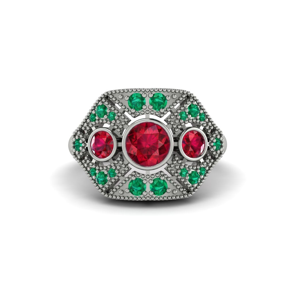 Ruby Art Deco Geometric Engagement Ring - Haven No. 27