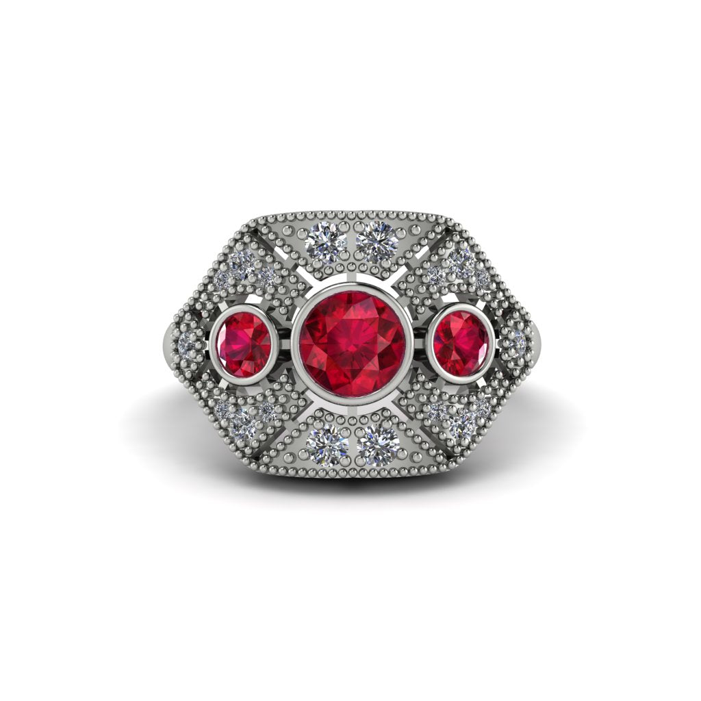 Ruby Art Deco Geometric Engagement Ring - Haven No. 12