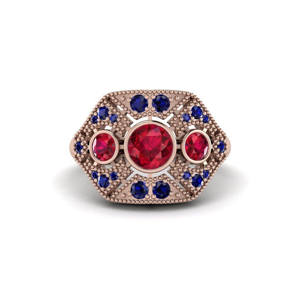 Ruby Art Deco Geometric Engagement Ring - Haven No. 71