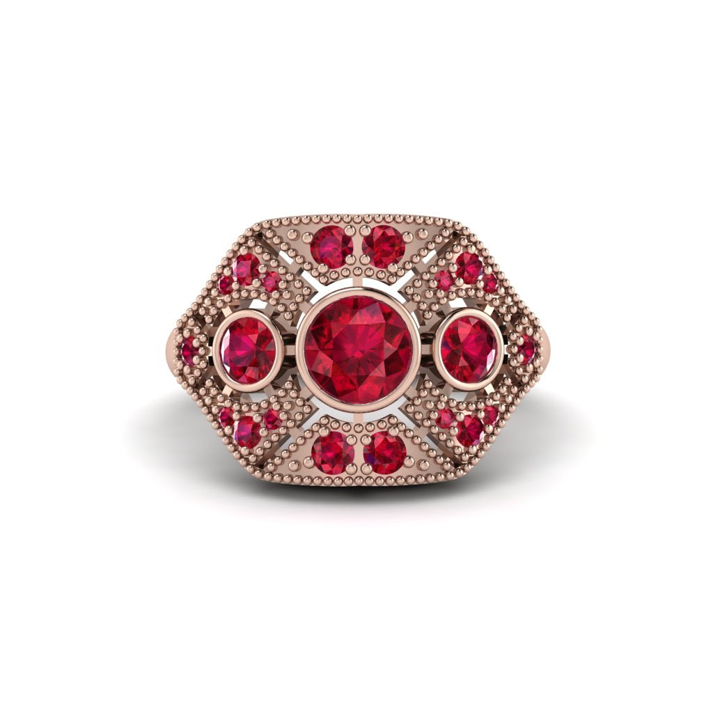 Ruby Art Deco Geometric Engagement Ring - Haven No. 56