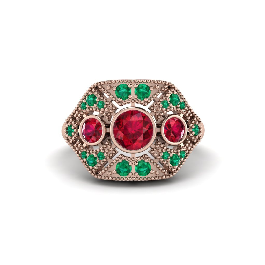 Ruby Art Deco Geometric Engagement Ring - Haven No. 26
