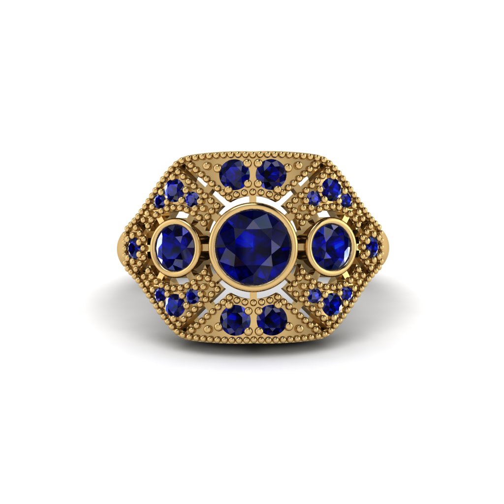 Sapphire Art Deco Geometric Engagement Ring - Haven No. 73