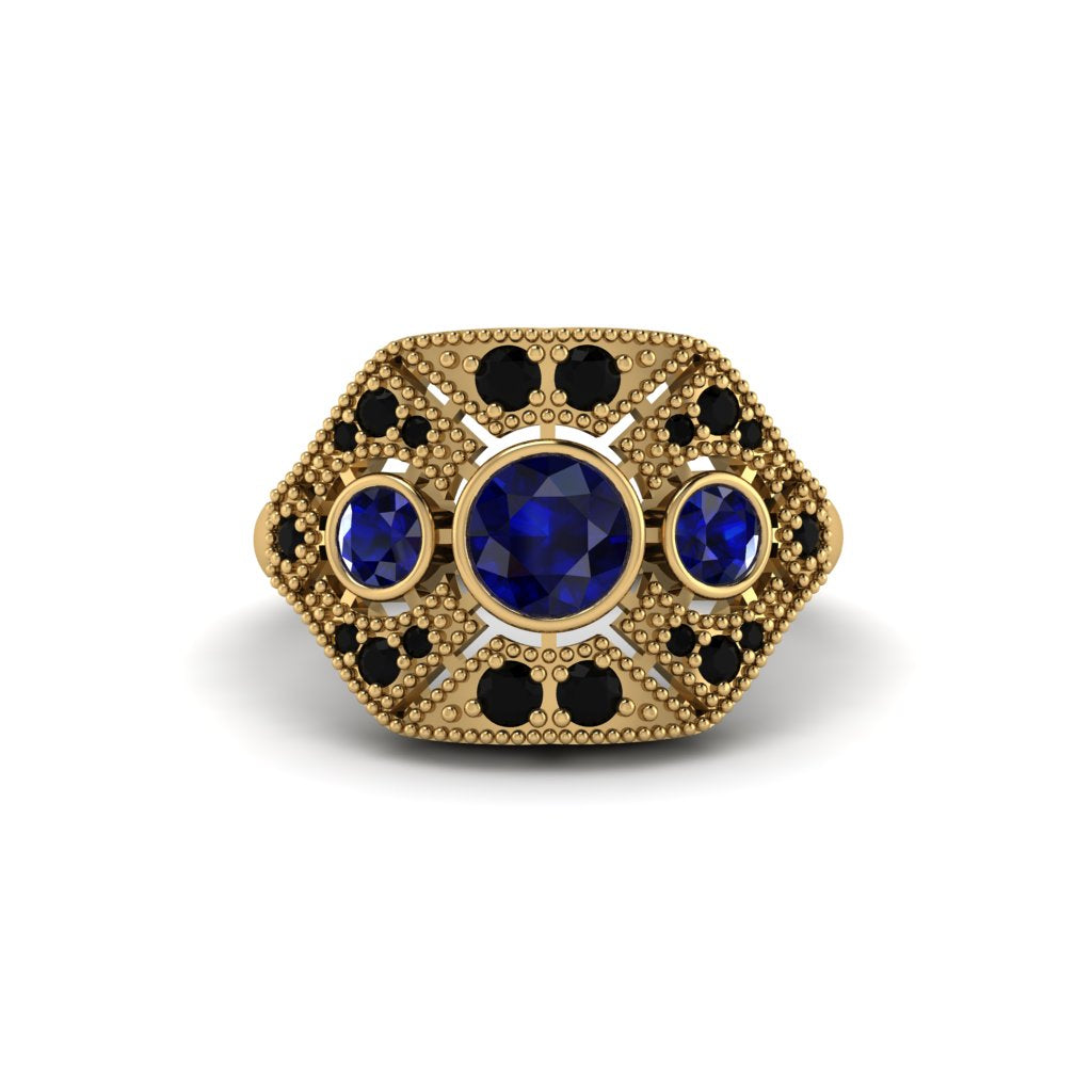 Sapphire Art Deco Geometric Engagement Ring - Haven No. 43