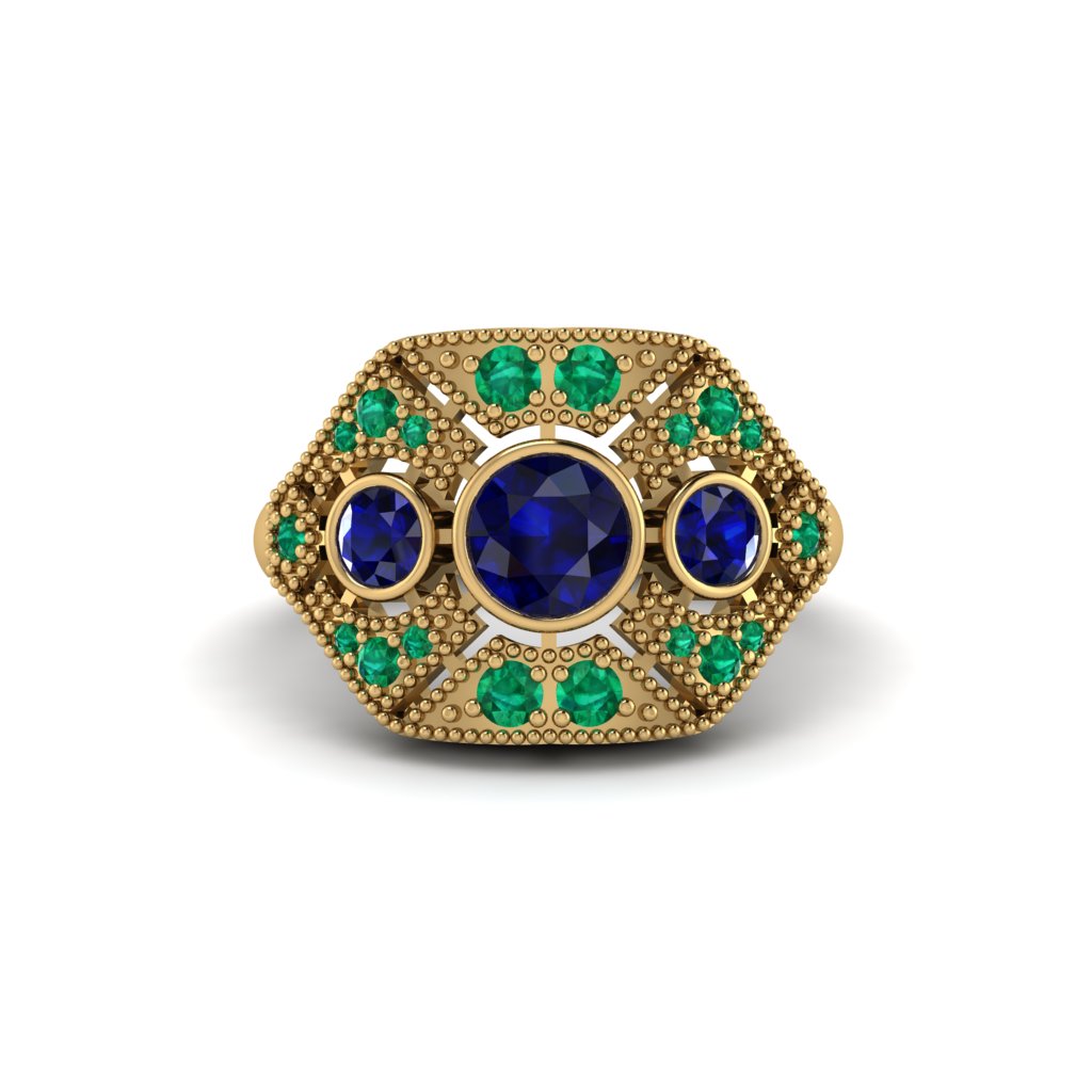 Sapphire Art Deco Geometric Engagement Ring - Haven No. 28
