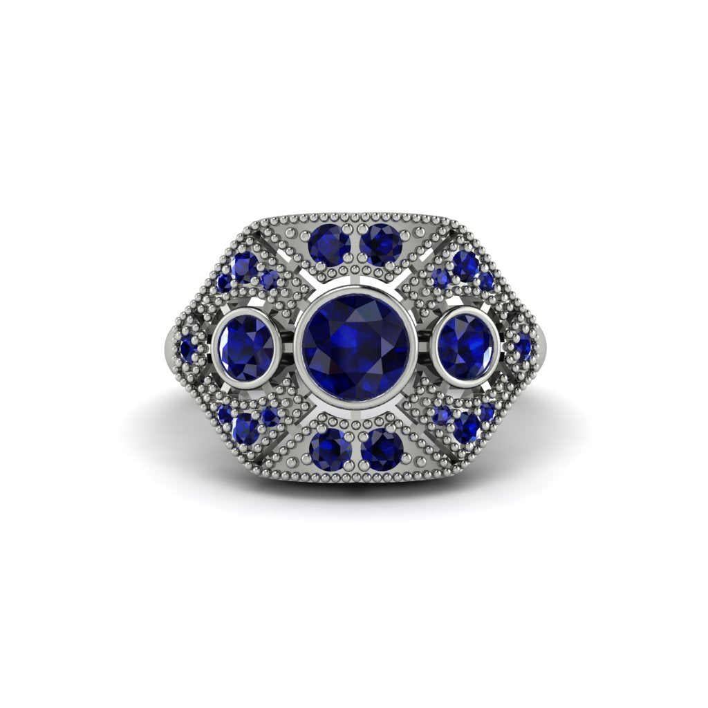 Sapphire Art Deco Geometric Engagement Ring - Haven No. 75