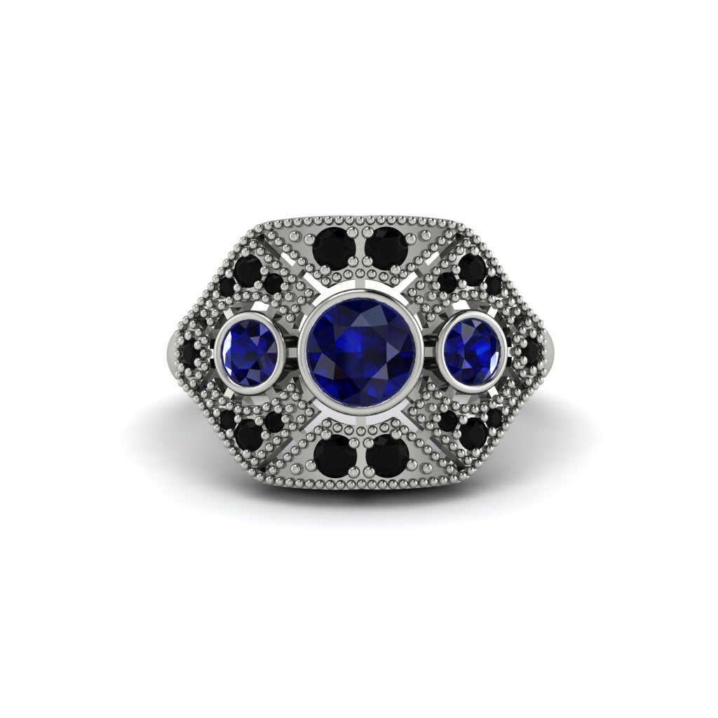 Sapphire Art Deco Geometric Engagement Ring - Haven No. 45