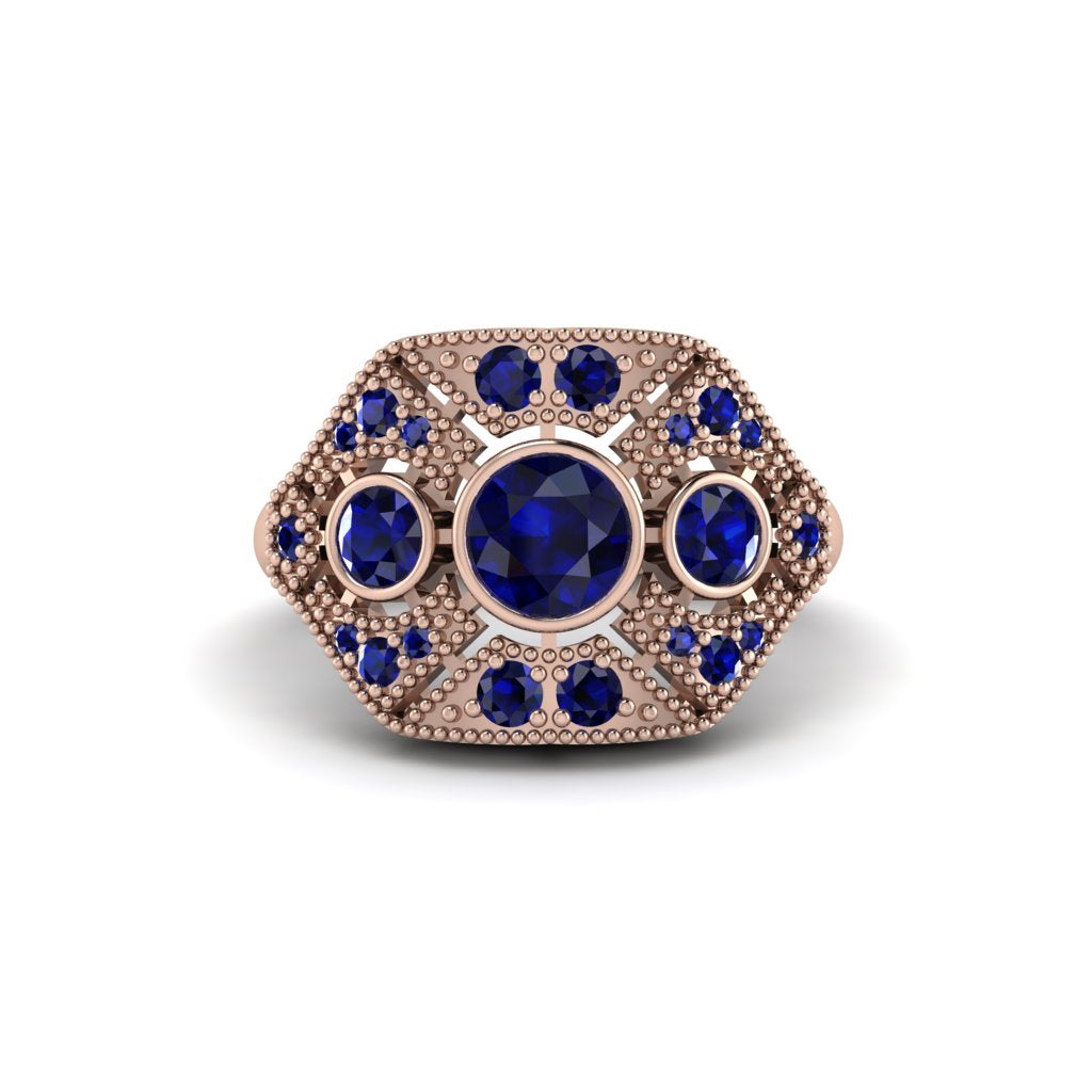 Sapphire Art Deco Geometric Engagement Ring - Haven No. 74