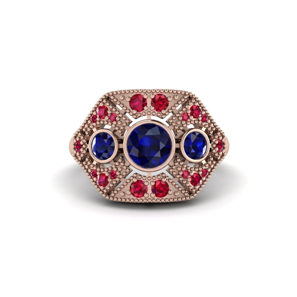 Sapphire Art Deco Geometric Engagement Ring - Haven No. 59