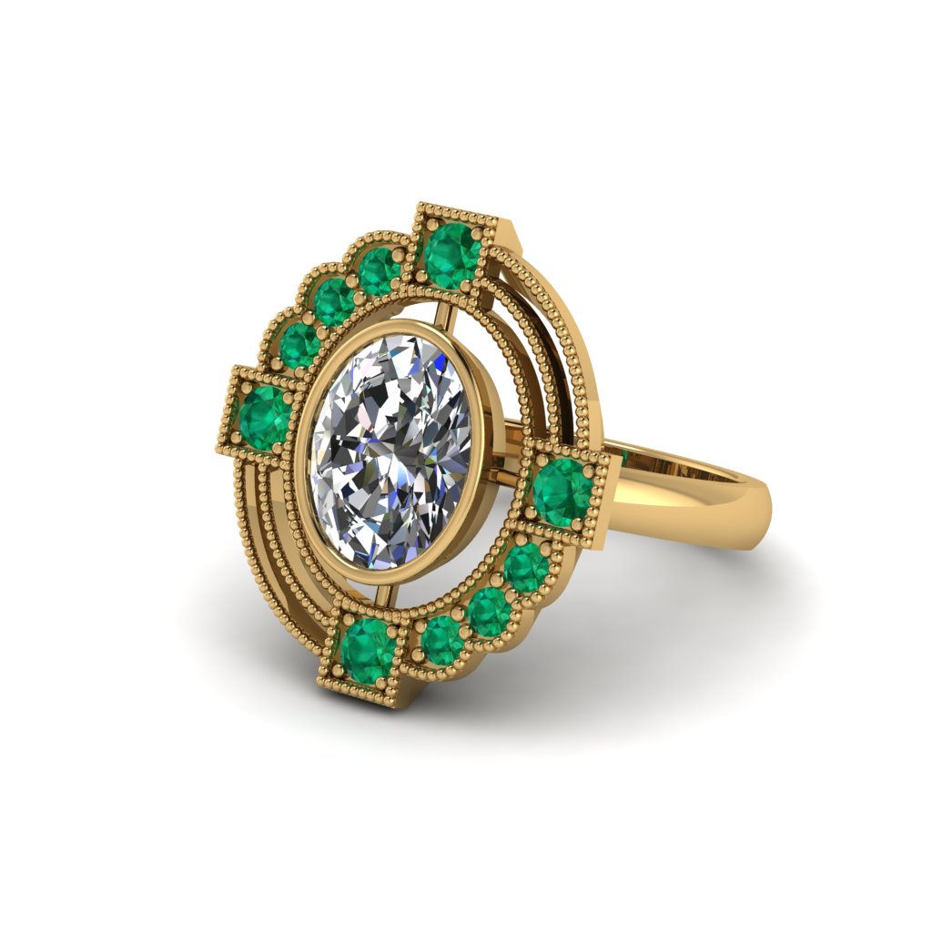 Diamond Art Deco Halo Fashion Ring - Gracelynn No. 16