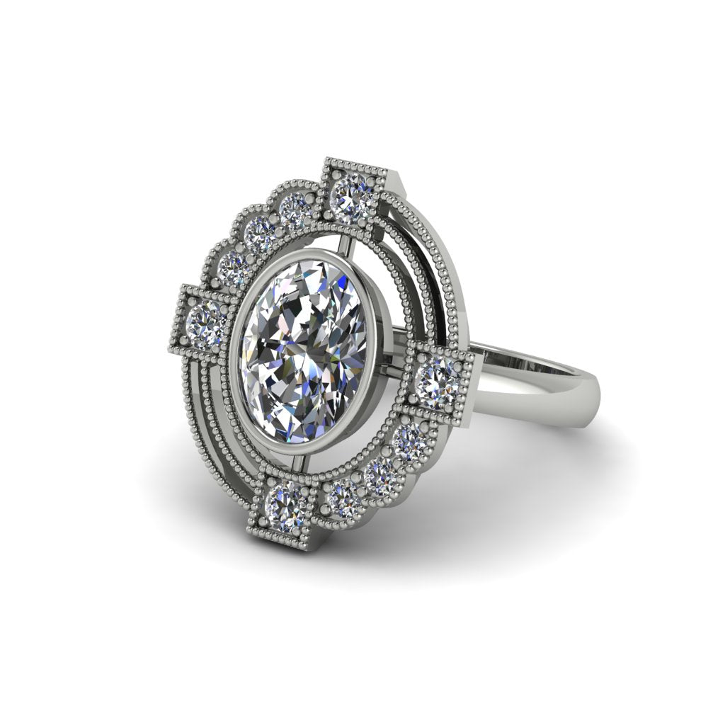 Diamond Art Deco Halo Fashion Ring - Gracelynn No. 3