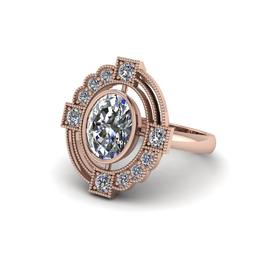 Diamond Art Deco Halo Fashion Ring - Gracelynn No. 2