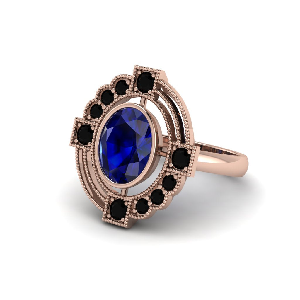 Sapphire Art Deco Halo Fashion Ring - Gracelynn No. 44