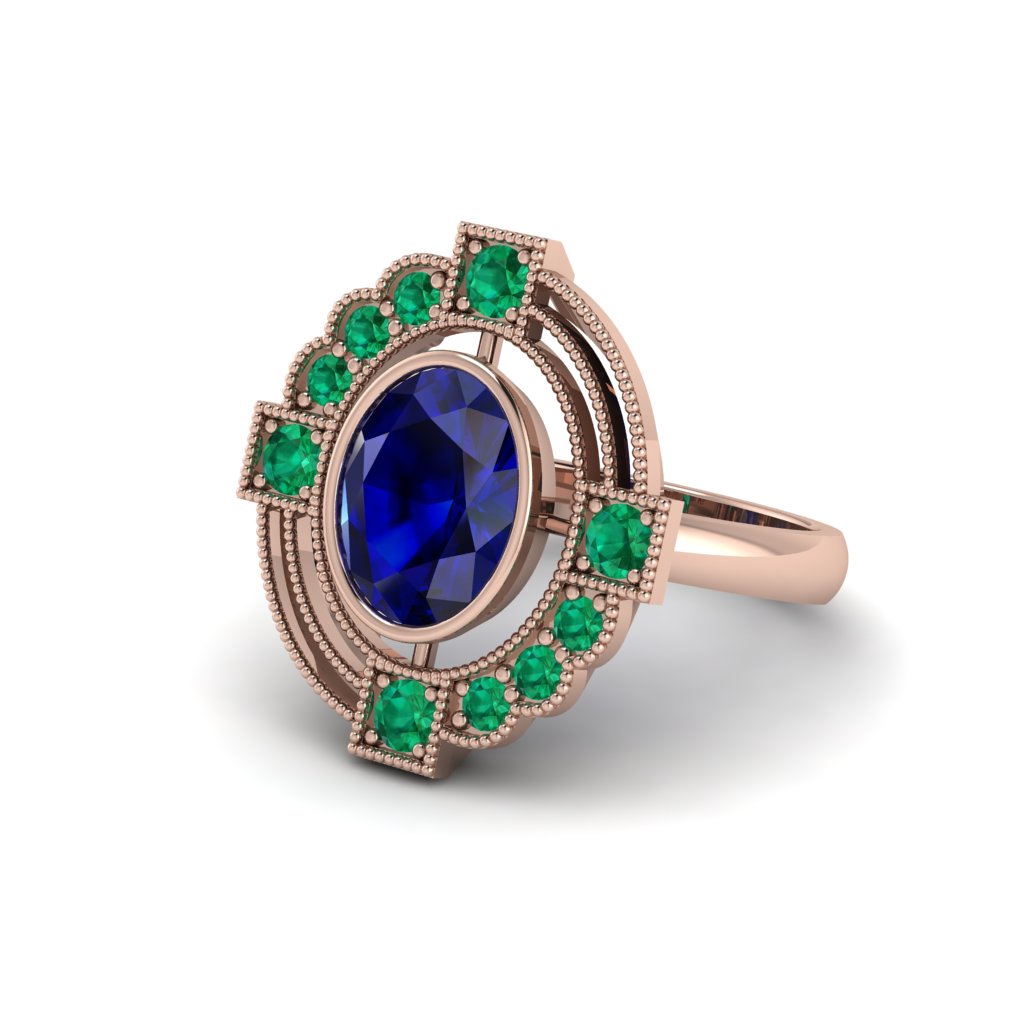 Sapphire Art Deco Halo Fashion Ring - Gracelynn No. 29