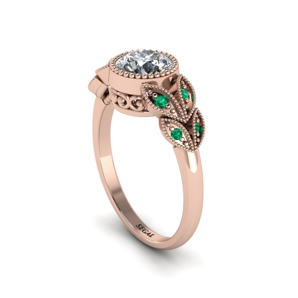 Art Deco Diamond Leaves Engagement Rings - Thalia No. 17