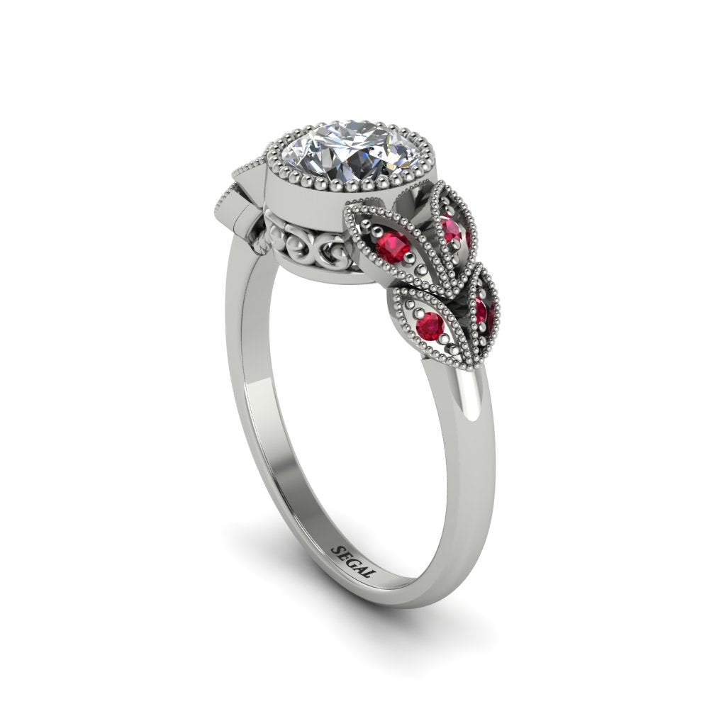 Art Deco Diamond Leaves Engagement Rings - Thalia No. 48