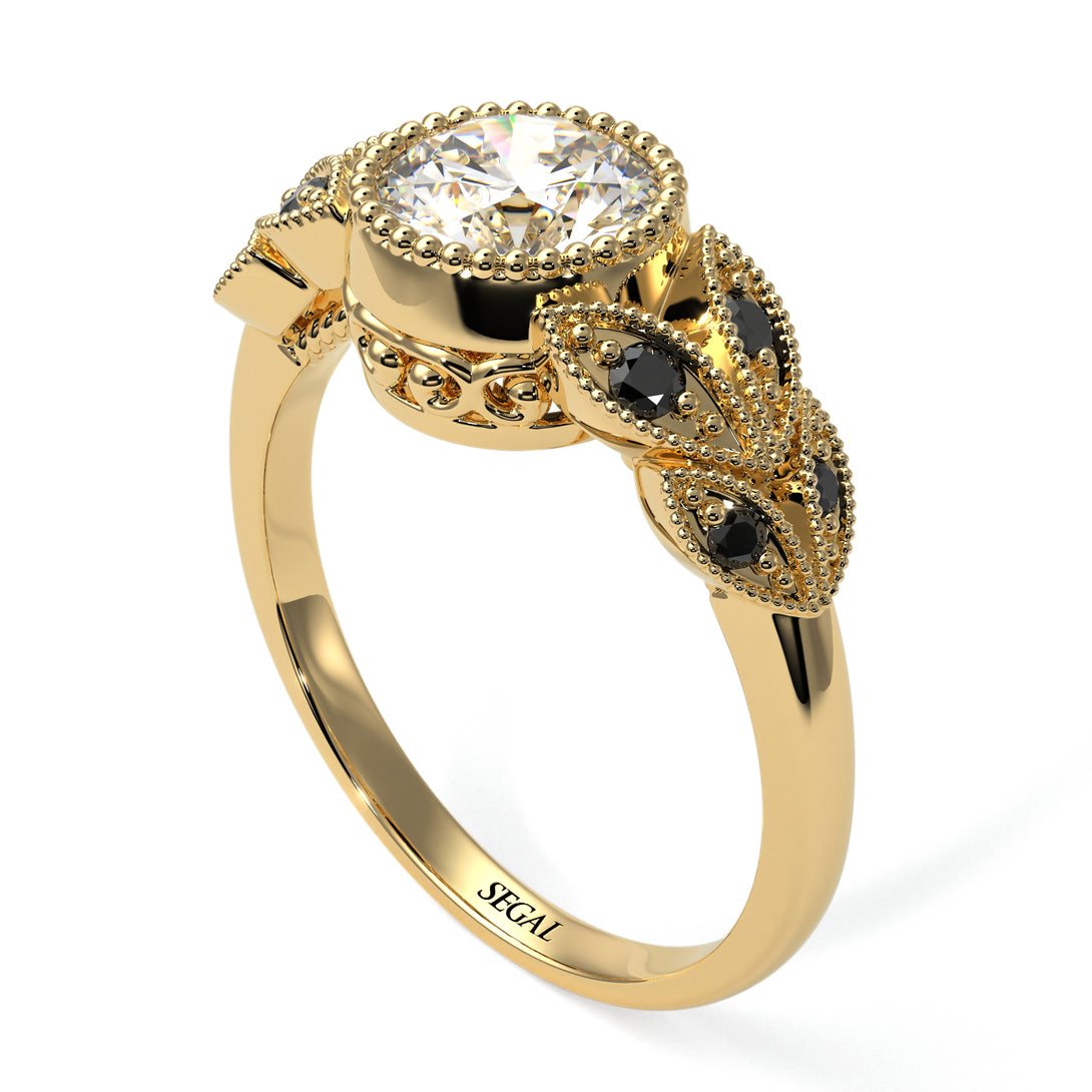Art Deco Diamond Leaves Engagement Rings - Thalia No. 31