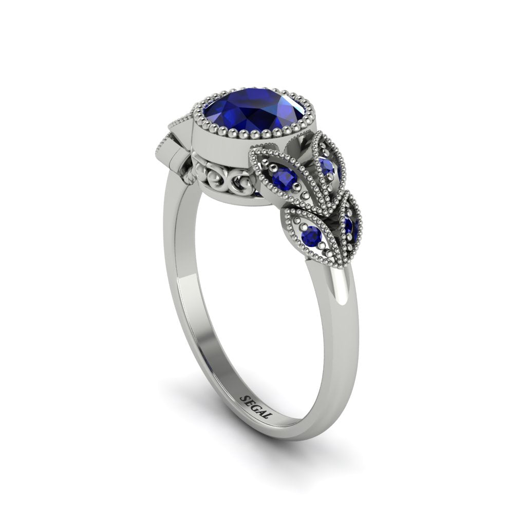 Art Deco Sapphire Leaves Engagement Rings - Thalia No. 75