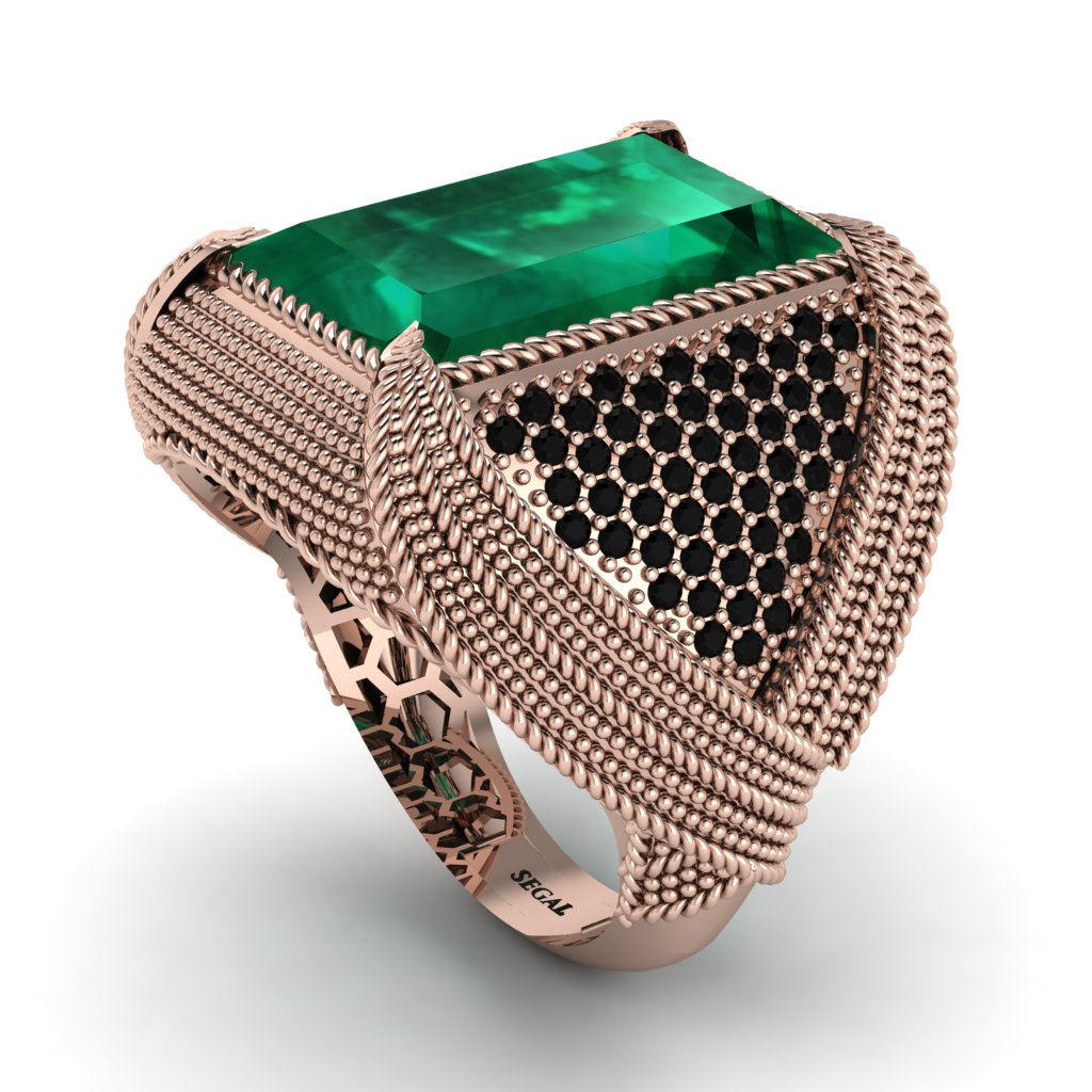 Baguette Emerald Majestic Men's Fashion Ring - Flynn No. 35