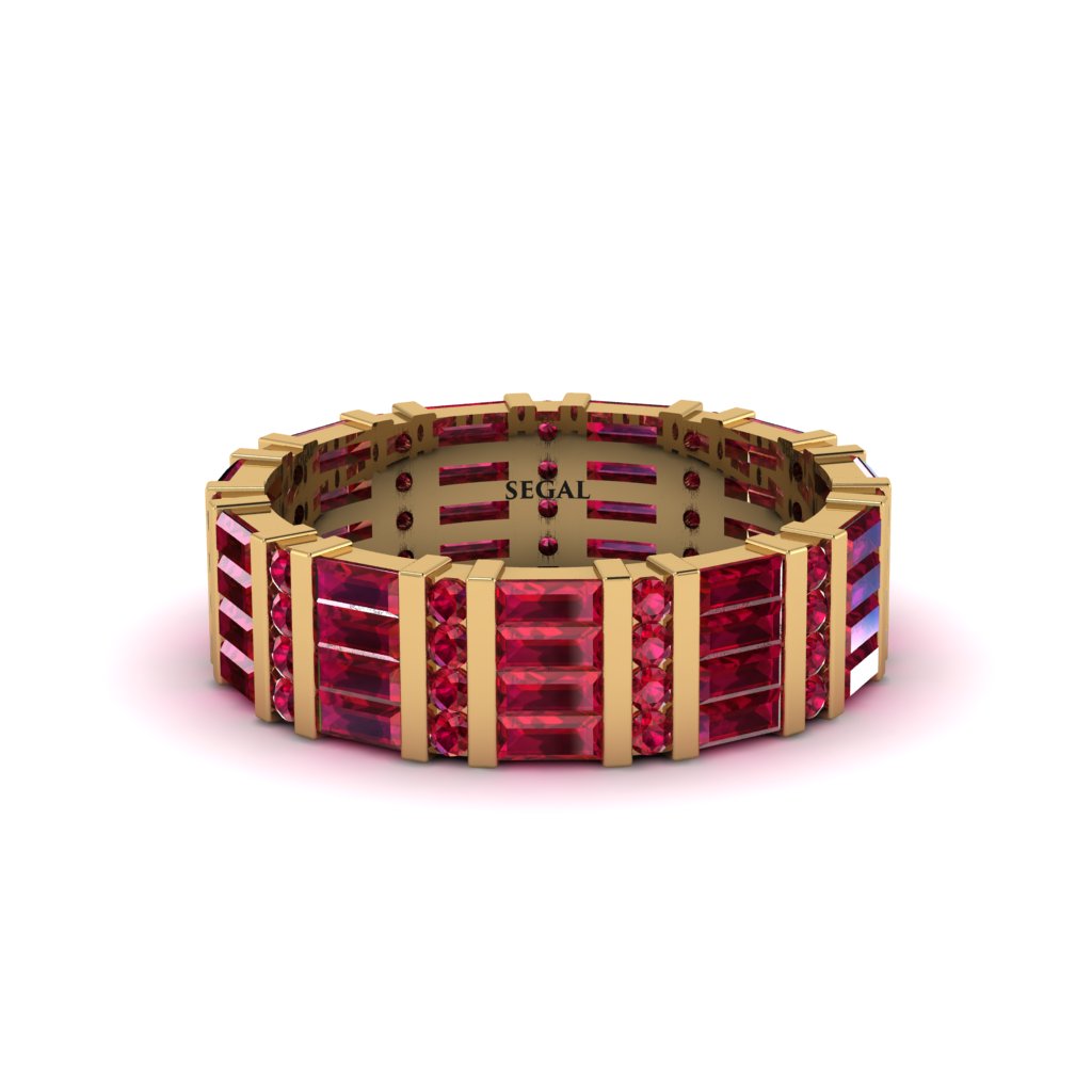 Baguette Ruby Eternity Wedding Band - Keegan No. 10