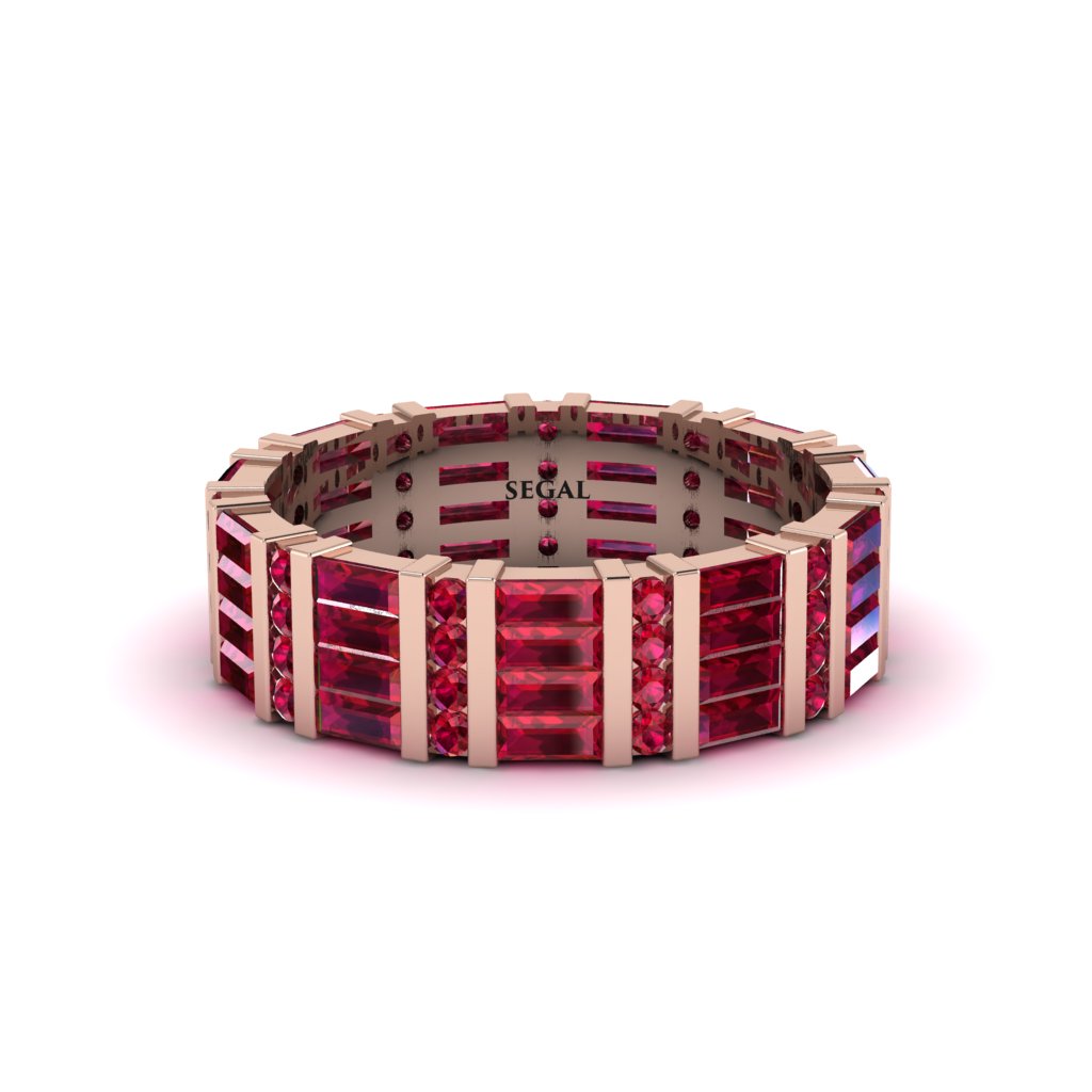 Baguette Ruby Eternity Wedding Band - Keegan No. 11